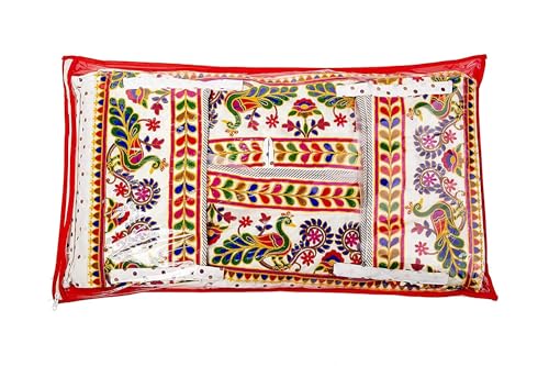 Image of A to Z Hub Rajwadi Comfortable Soft Cloth Swing New Born Baybies /Ghodiyu /Khoyu /Cloth /Baby Cool Cotton with Mosquito Net and Stainless Steel Pipe (Design 1)