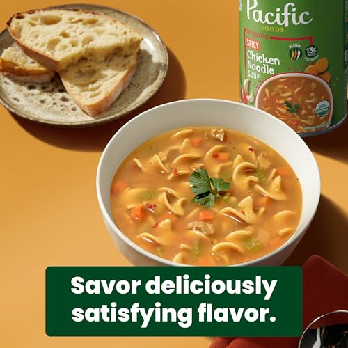 Image of Pacific Foods Organic Spicy Chicken Noodle Soup, 16.1 oz Can (12 Pack)