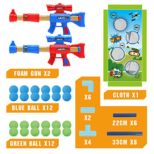 Springflower SFSHOT01 Shooting Game Toy For 5 6 7 8 9 10+ Years Olds Boys,2Pk Foam Ball Popper Air Toy Guns With Standing Shooting Target,24 Foam Balls, Ideal Gift thumb #2