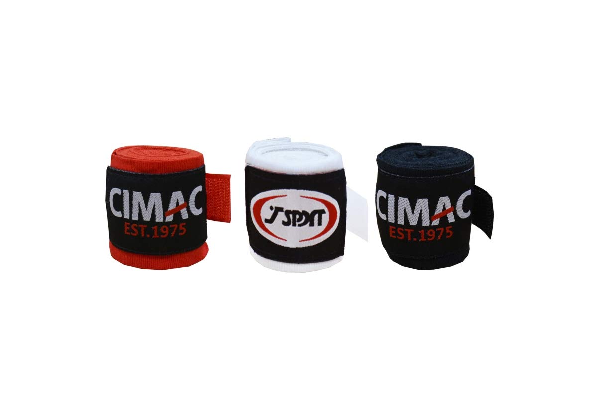 Cimac Boxing Hand Wraps, Hand, Wrist & Knuckle Protection, Elasticated Wrist Straps, Fist, Hand, Muay Thai, MMA, Martial Arts, Punching, Speed Bag Training, 255cm