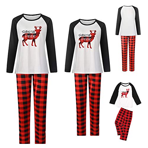 Christmas Family Pajamas Matching Sets Reindeer Letter Print Xmas 2PCs Soft Outfit Sleepwear (Red-Deer, Men-XX-Large)