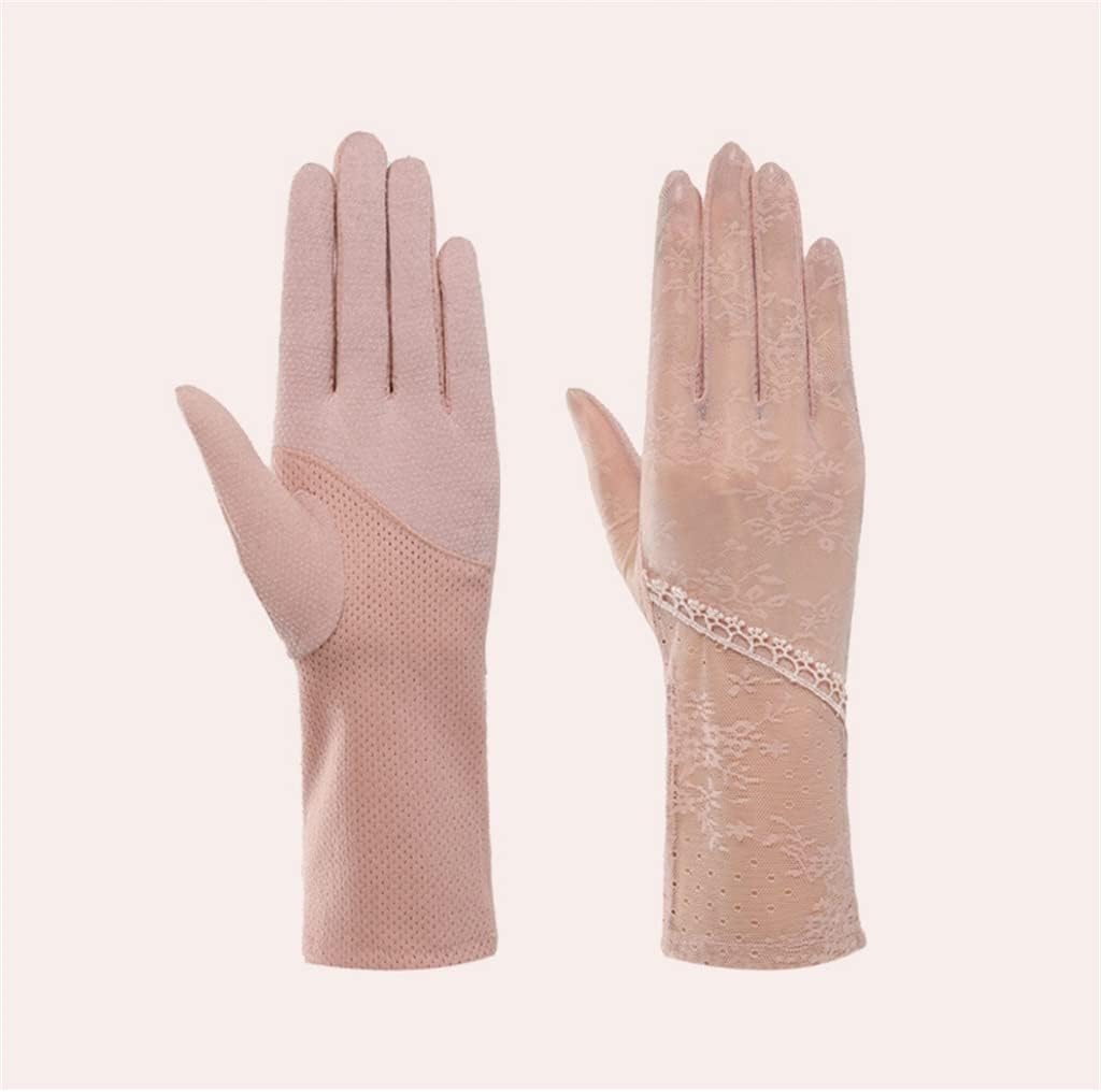 Gloves Women's Thin Short Ice Silk Touch Screen Driving Motorcycle Lace Gloves
