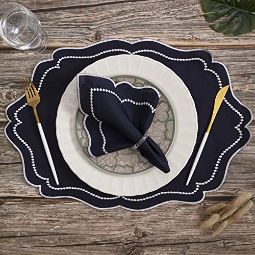 Jogo Americano Sousplat Realeza Mesa Posta Guardanapo 8 Pçs Cor:Azul Marinho