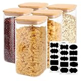 Photo Gallery fweek 5 barattoli con coperchio, 1500 ml, ermetici, rettangolari in vetro con coperchio in bambù, per cereali, noci, farina, cornflakes Photo Gallery fweek 5 barattoli con coperchio, 1500 ml, ermetici, rettangolari in vetro con coperchio in bambù, per cereali, noci, farina, cornflakes