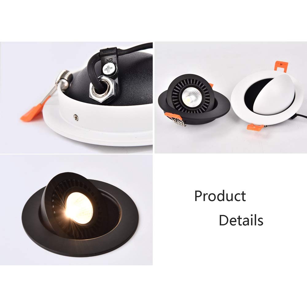 Miniaturowa, Wpuszczana Lampa Sufitowa Cob 7W, Płaska, Nowoczesna, Kątowa, Regulowana, Antyodblaskowa, O Wysokim Współczynniku Ra, Wbudowana, Lampa Panelowa, Do(Biało-Ciepłe Światło)