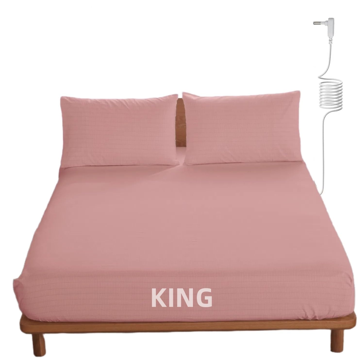 OKOHEY Grounding Fitted Sheets with 15ft Earthing Cord, King Size, 90% Organic Cotton + 10% Silver Fiber, Soft & Breathable Grounded Sheet for Better Sleep and Enhanced Wellness, Pink