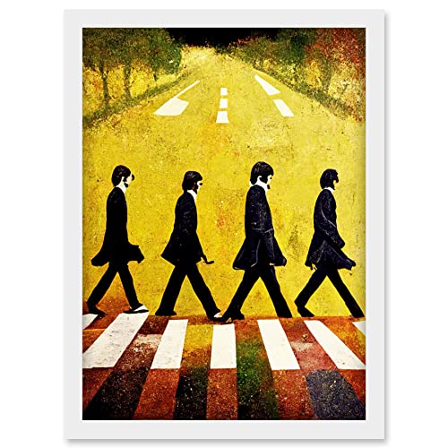 Doppelganger33 LTD Abbey Road Abstract Stylised Beatles Boho Landscape Red And Ochre Artwork Framed Wall Art Print A4 - Les Beatles, Paul McCartney, John Lennon, RIngo Starr, George Harrison Doppelganger33 LTD Abbey Road Abstract Stylised Beatles Boho Landscape Red And Ochre Artwork Framed Wall Art Print A4