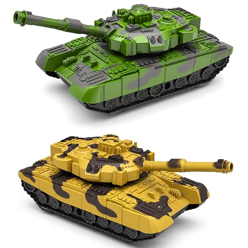 Image of VGRASSP Remote Control Army Tank Toy for Kids with Lights and Sound - Military Vehicle Toy with Rechargeable Batteries and USB Battery Charger - 4 Function RC Battle Tank - Color As Per Stock