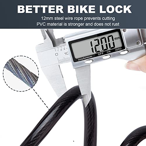 Bicycle Lock, Cable Bike Lock, 5-Digit Code Bicycle Lock, 4ft Security Lock, Suitable for Electric Bikes Bicycle, Motorbike, Scooters - Image 2