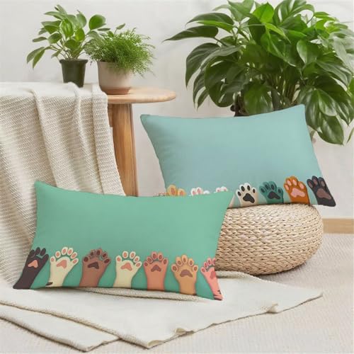 Housse de coussin extérieur imperméable 60x90 turquoise en lin