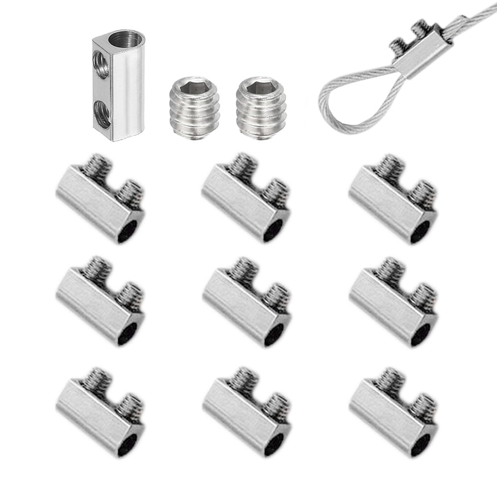 Skypro 10Pcs Reusable Wire Rope Cable Clamps, Wire Rope Clips With Screw, Adjustable Steel Wire Rope Buckles Clamp, Cable Clamps For 1-1.5Mm Steel Wire Rope - Type F