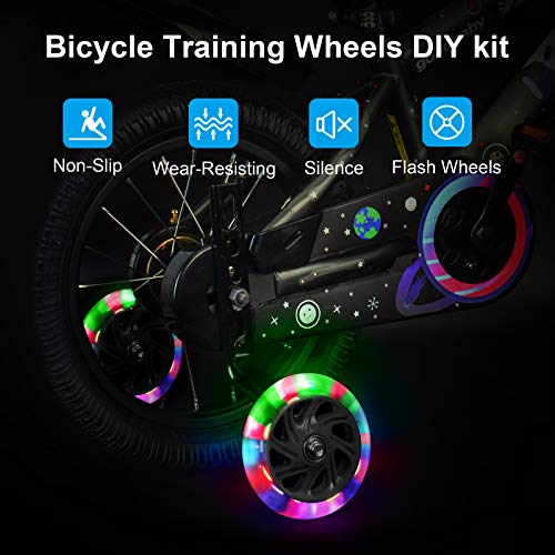image for LAVEVE Training Wheels for Kids Bike, Flash Mute Big Wheel Bicycle Sta