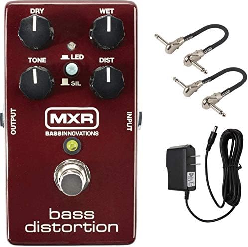 MXR M85 Bass Distortion Pedal Bundle with 2 MXR Patch Cables and 9V Power Supply