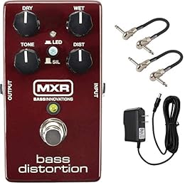 MXR M85 Bass Distortion Pedal Bundle with 2 MXR Patch Cables and 9V Power Supply