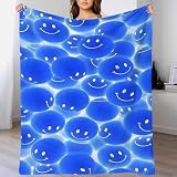 GDEKCIEAS Emoji Azul Misterioso Manta De Franela Manta para Dormir Manta De Felpa Cobija Cómoda Microfibra para Niños Y Niñas Apto para Todas Las Estaciones 70x80inch(180x200cm)