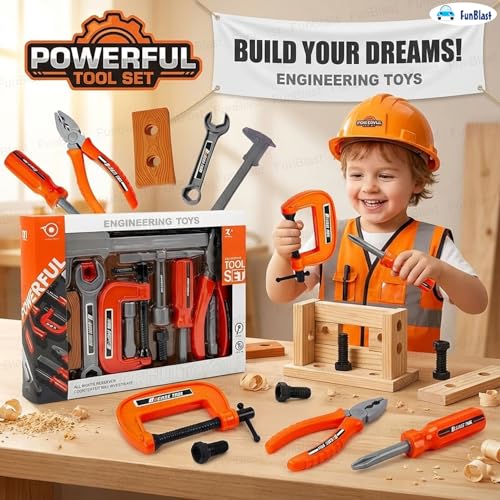 Image of FunBlast Tool Kit Set Toy for Kids, Set of 13 Pcs; Little Engineer Tool Kit Toys, Pretend Play Toys for Boys, Role Play Toys for Toddlers, Learning Toy for Boys, Children (13 Pcs)
