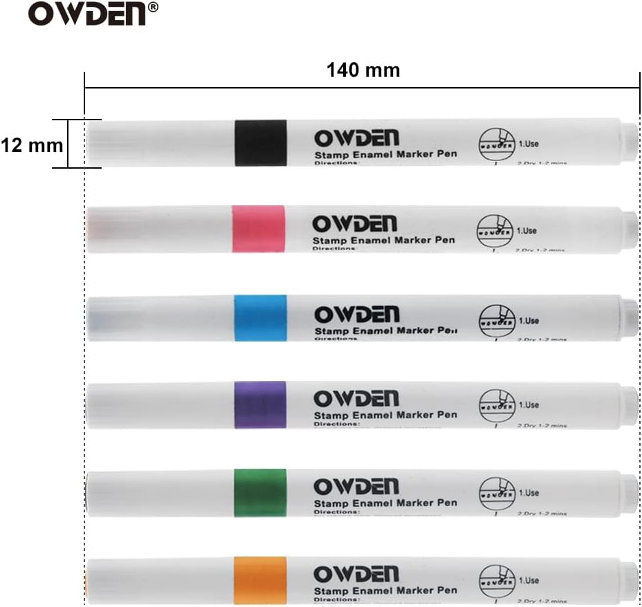OWDEN 6-Pieces Metal Stamp Enamel Marker for Metal Stamping and Engraving Diy, Jewelry Steel Stamps Acrylic Ink 6 Colors. (6 Colors)
