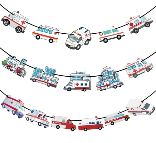 Ambulance Birthday Banner Party Decorations-Emergency Vehicle Medical Hospital Doctor Nurse Party Supplies Wedding Favors Gifts