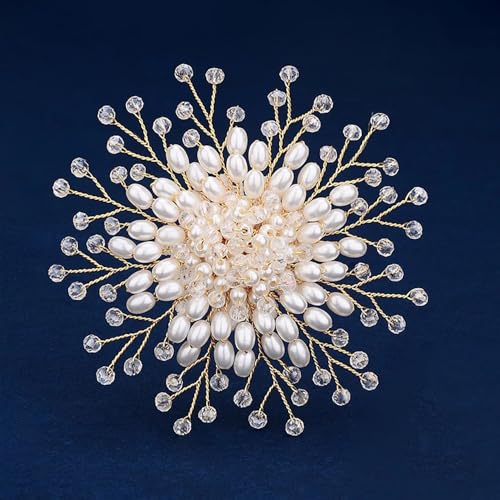 Image of Elegant Pearl Brooch Pins for Women, Brooch Lapel Pin Scarf Shawl Costume Pin Hat Bag Suit Dress Accessories CZ Pearl Brooches and Pins