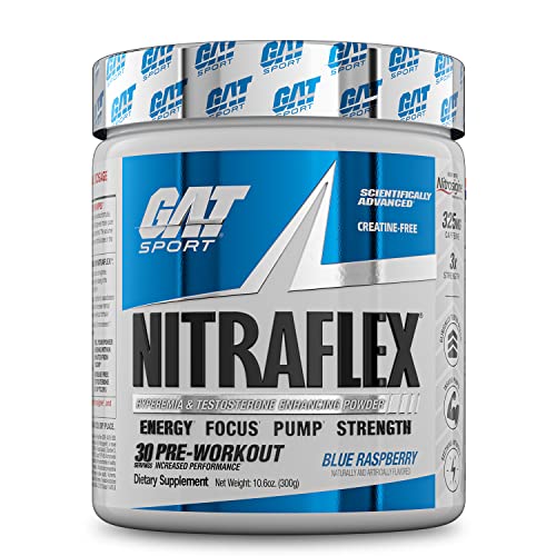 Gat Sport Nitraflex Advanced Pre-Workout Powder, Increases Blood Flow, Boosts Strength And Energy, Improves Exercise Performance, Creatine-Free (Blue Raspberry, 30 Servings) #TOP11