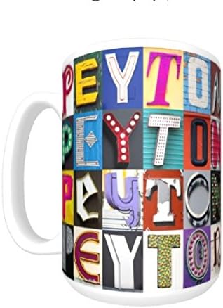 PEYTON Coffee Mug / Cup - using photos of sign letters - personalized
