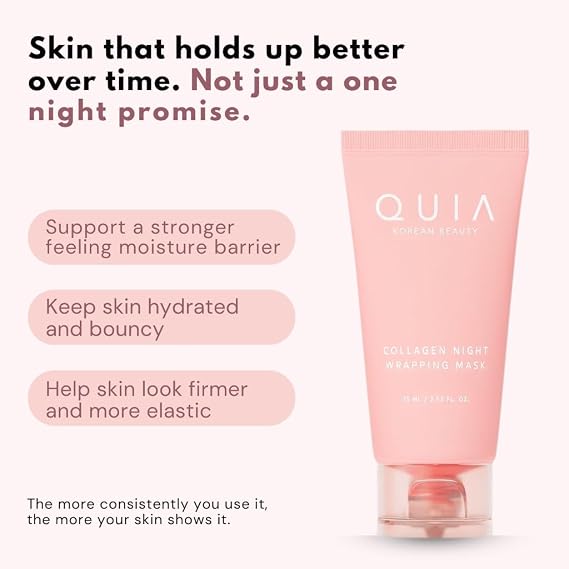 QUIA Collagen Overnight Wrapping Mask - Wake Up to Plumper, Firmer Skin | Peel-Off Korean Beauty Mask, No 10-Step Routine Needed