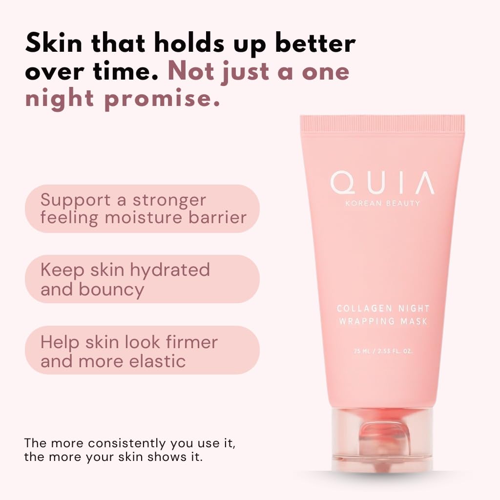 QUIA Collagen + Turmeric Overnight Wrapping Mask Duo – Firming and Hydrating Peel-Off Set for Elasticity, and Glow – Korean Skincare 2 x 75ml