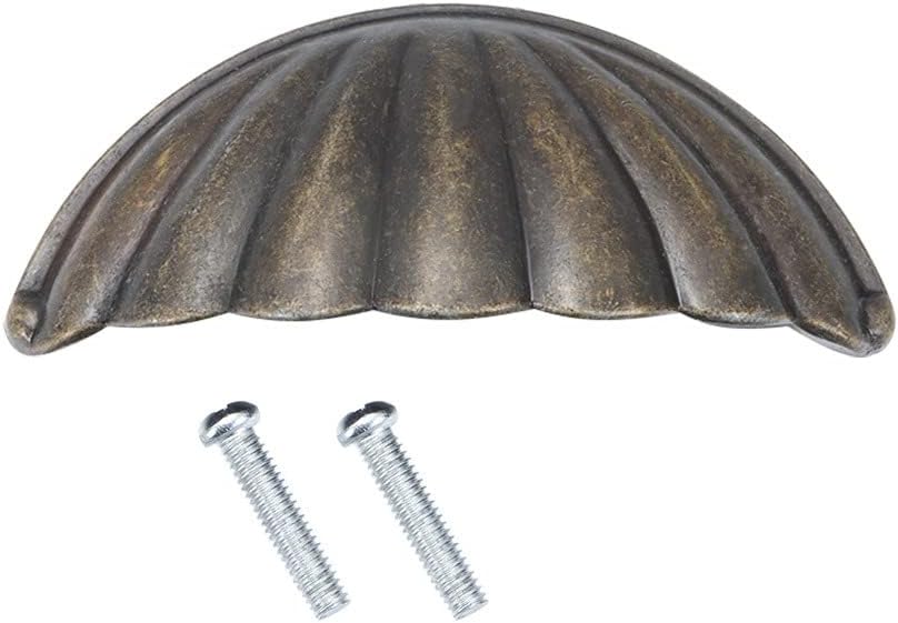 Andy's Orchids 10 Pack Drawer Pulls, Bronze Cabinet Cup Pulls, Shell Shape Kitchen Hardware, 2.5Inch(64mm) Hole Centers Cabinet Handles, Vintage Drawer Handles Knobs