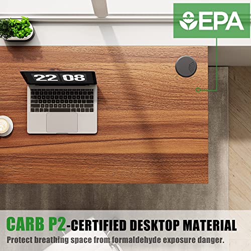 Eureka Ergonomic 47 Inch Teak Home Office Computer Desk, Simple Modern Sturdy Work Study Writing Pc Gaming Table For Large Space Adults Teens Kids Sewing Bedroom Kitchen Dinning Room, Black Metal Legs #TOP5