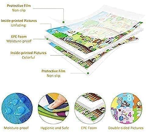 Image of Heavy Duty Double Sided Water Proof Baby Play Mat, Play mats for Kids, Large Size, Baby Carpet, Non-Slip (6 Feet X 4 Feet) (New Standard Green) (BEBY MAT Green)