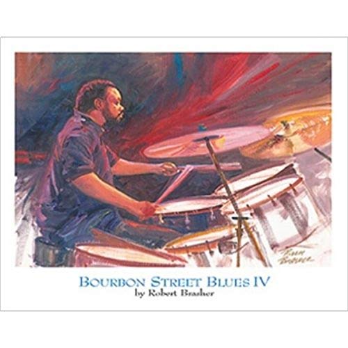 Buyartforless Bourbon Street Blues IV by Robert Brasher 24x18 Art Print Poster Vintage Jazz Blues Music New Orleans Drummer