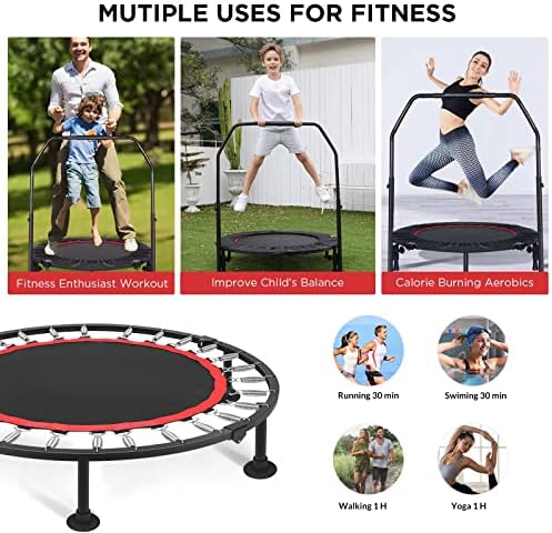 Mini Trampoline Fitness,Rebounder Trampoline Folding 40 inch, Exercise Trampoline for Kids & Adults, Rebounder Trampoline Indoor/Outdoor, Max Load 150Kg/330Lb