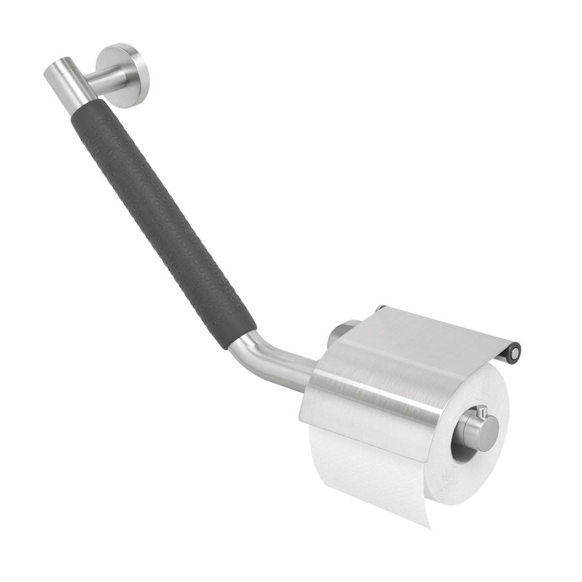 TIGER Boston Comfort & Safety Maniglione di Sicurezza con Portarotolo, Acciaio Inox Spazzolato, 40.4 x 24.1 x 8.0 cm