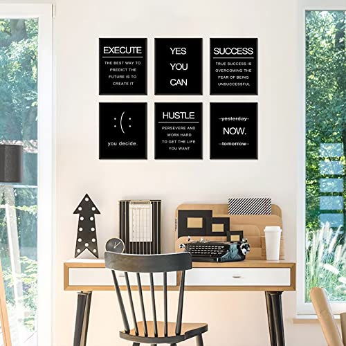 Yuymnani Motivational Wall Art, 6 Pieces Of Inspirational Wall Art Office Decor, Black And White Inspirational Canvas Painting Poster, Daily Positive Affirmations Wall Decor For Office, Classroom, Bedroom, Workplace, Living Room(8"X10"|Unframed) #TOP1