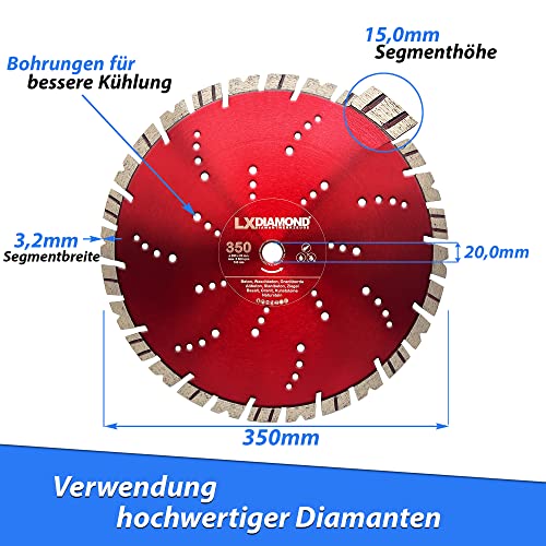 Diamanttrennscheibe 350 mm LXDIAMOND für Hartgestein und Beton