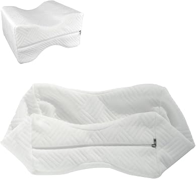 Knee Pillow Cover with Zipper 10" x 8" x 6.4", Replacement Leg Pillow Case, Knee Pillow Case Apply to Memory Foam Leg Pillow from ZOAN White