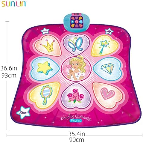 SUNLIN Dance Mat for Girls Ages 3-8, Interactive Dancing Game Pad, Pink - 4