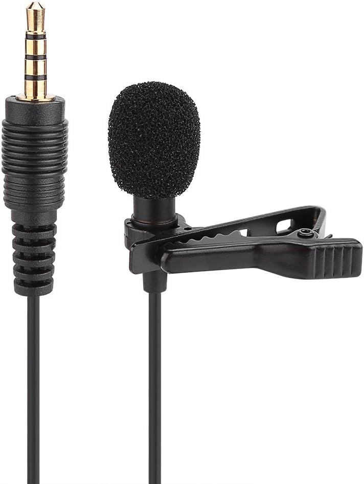 Lavalier Micrófono de solapa, condensador omnidireccional con cable con clip para Live on Stage, conector de micrófono de solapa de 3.5 mm, micrófono de solapa con clip de corbata, micrófono