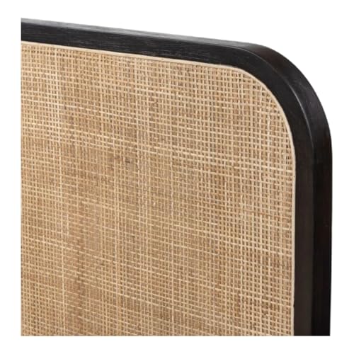 Image of Perk Rattan King Size Bed for Bedroom | Non Storage Cot for Hotel Room | Mango Wood, Black Matt Finish | Mattress Size - 72 x 78 in | Assembly- DIY