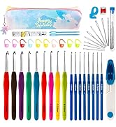 Crochet Hooks 43 Pcs,Drawdart 17 Sizes Ergonomic Crochet Hook Set with Case and Crochet Accessori...