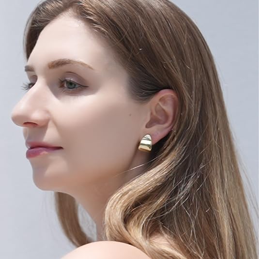 FAN&LOUIS Clip On Earrings Women,14K Gold Chunky Women's Clip-on Earrings Gold Huggie Clips Trendy 20253