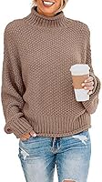 ZESICA Women's Turtleneck Batwing Sleeve Loose Oversized Chunky Knitted Pullover Sweater Jumper Tops