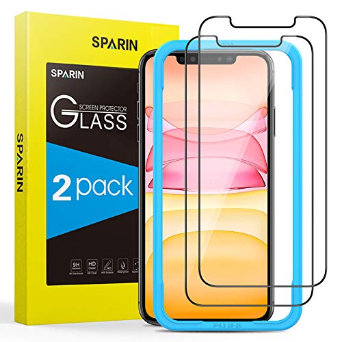 SPARIN [2-pack] Schermbeschermers voor iPhone 11/ XR, screen protector iPhone 11/ XR gehard glas met [3D ronde rand] [zonder luchtbellen] [hoge definitie] [ volledige dekking] (zwart) voor iPhone 11/ XR