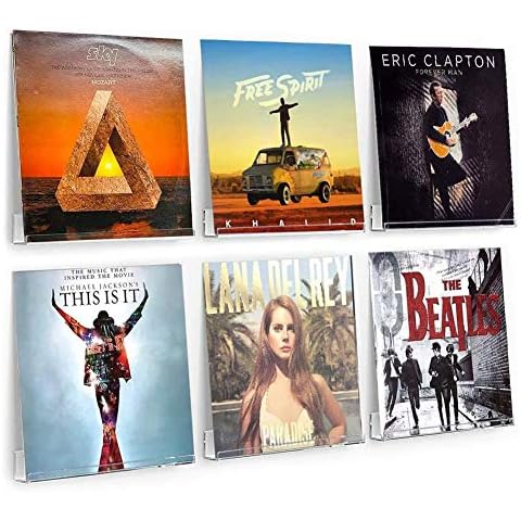 6 Pack Clear Vinyl Record Shelf Wall Mount, Acrylic Album Record Holder Display Your Daily LP Listening in Office Home Decoration [Transparent] Cover