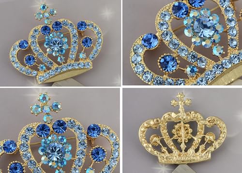 Image of Alilang Amethyst Purple Multi-Colored Crystal Rhinestone Royal Princess Queen Crown Brooch Pin