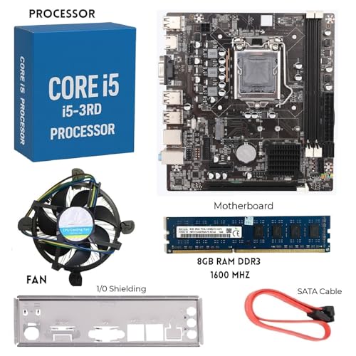 Image of H61 Motherboard Pre-Assembled Kit with i5-3470 /3570 3rd Gen Processor + 8GB DDR3 1600 MHz RAM + CPU Fan (1 Year Replacement Warranty)