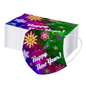 ZQP 10PCS 2021 Happy New Years Face Bandanas Adults Disposable Face Bandanas,Adults 3Ply Face Bandanas Cute Face Balaclava