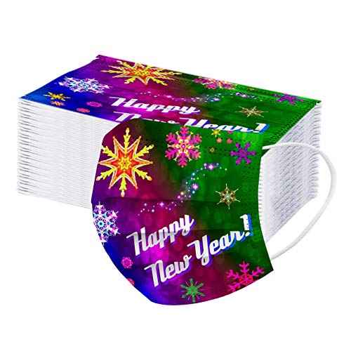 ZQP 10PCS 2021 Happy New Years Face Bandanas Adults Disposable Face Bandanas,Adults 3Ply Face Bandanas Cute Face Balaclava