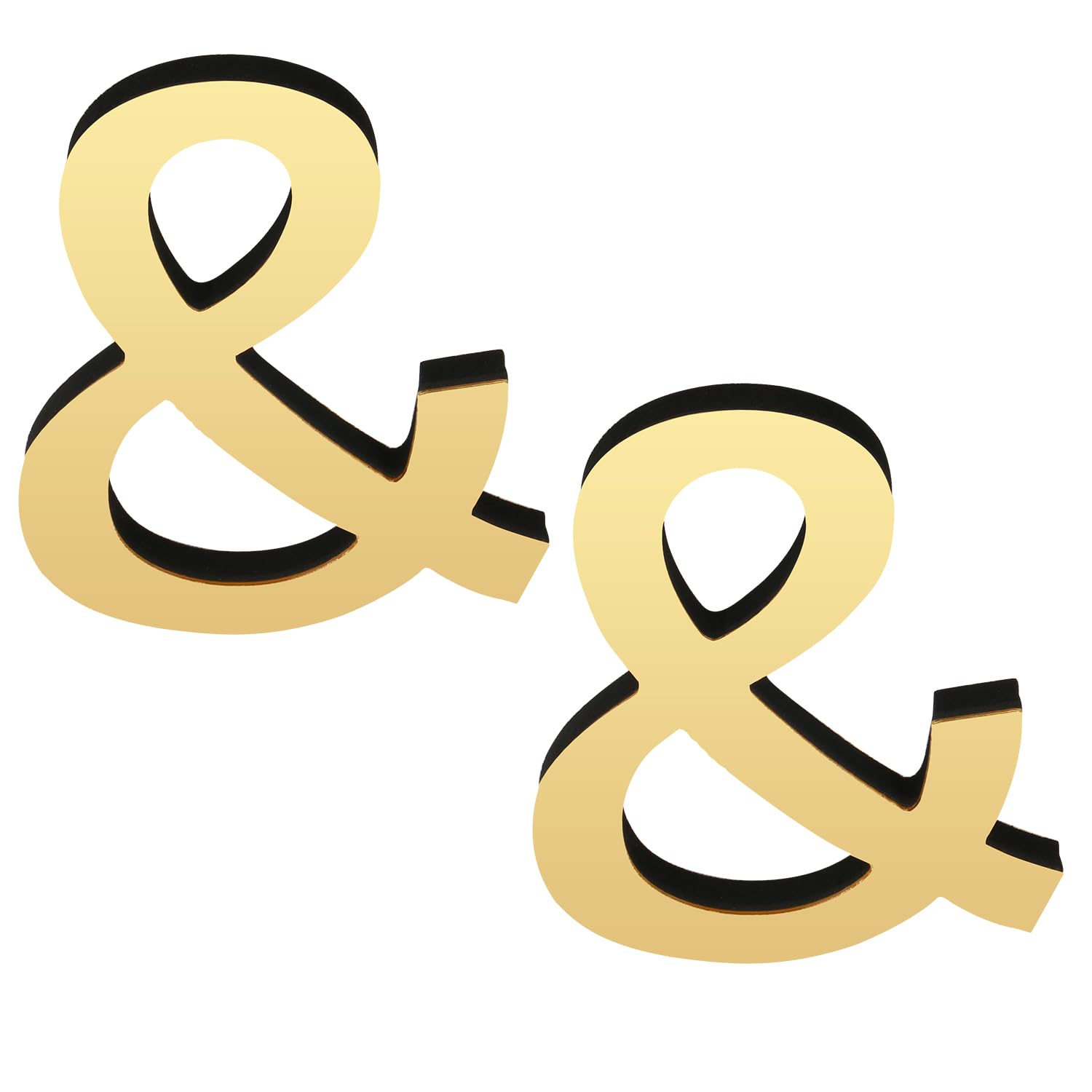 YIEMI 2PCS 3.93 inch 3D Gold Letters for Wall Decor Acrylic Premium Shiny Alphabet Signs for Birthday Party Wedding Home Room Decoration（&,2 pcs）