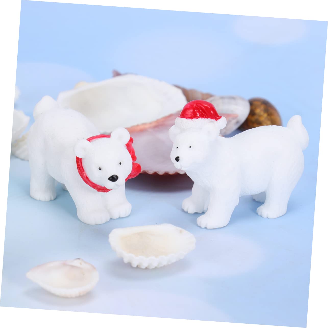 Zerodeko 6pezzi Orso Polare Natale in Miniatura Decorazioni Natalizie in Ornamento Natalizio per Micro-paesaggio Decorazione da Scrivania per Casa Ufficio Stili multipli
